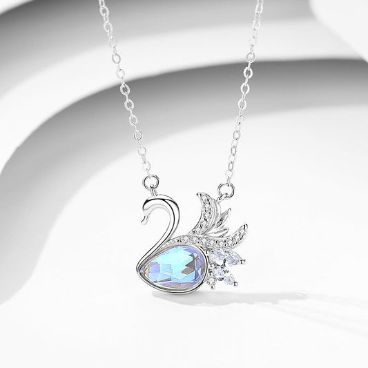 Sterling Silver Delicate Sparkle Swan Necklace