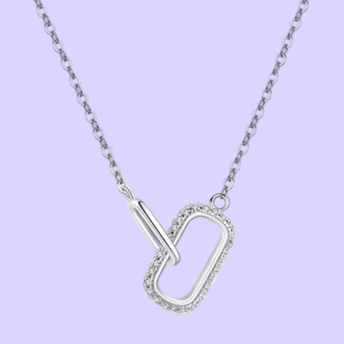 Romantic Lock Design Sparkling Clear CZ Necklace 925 Sterling Silver Chain Necklace for Women Fine Jewelry Wedding Gift