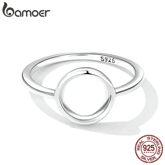 Sterling Silver 925 Simple Fashion Circle Finger Rings for Women Statement Ring SCR825