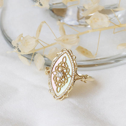 Sterling Silver Shell & Crown Ring