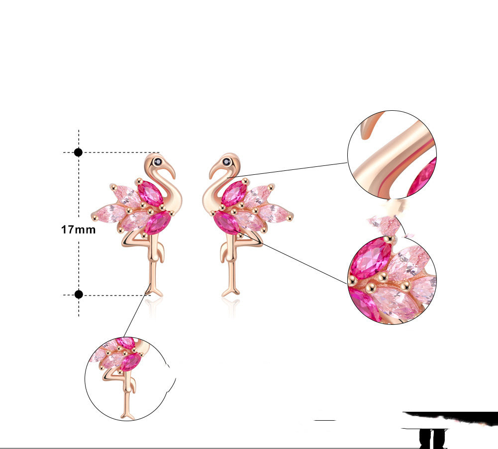 Sterling Silver Pink Flamingo Studs
