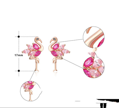 Sterling Silver Pink Flamingo Studs