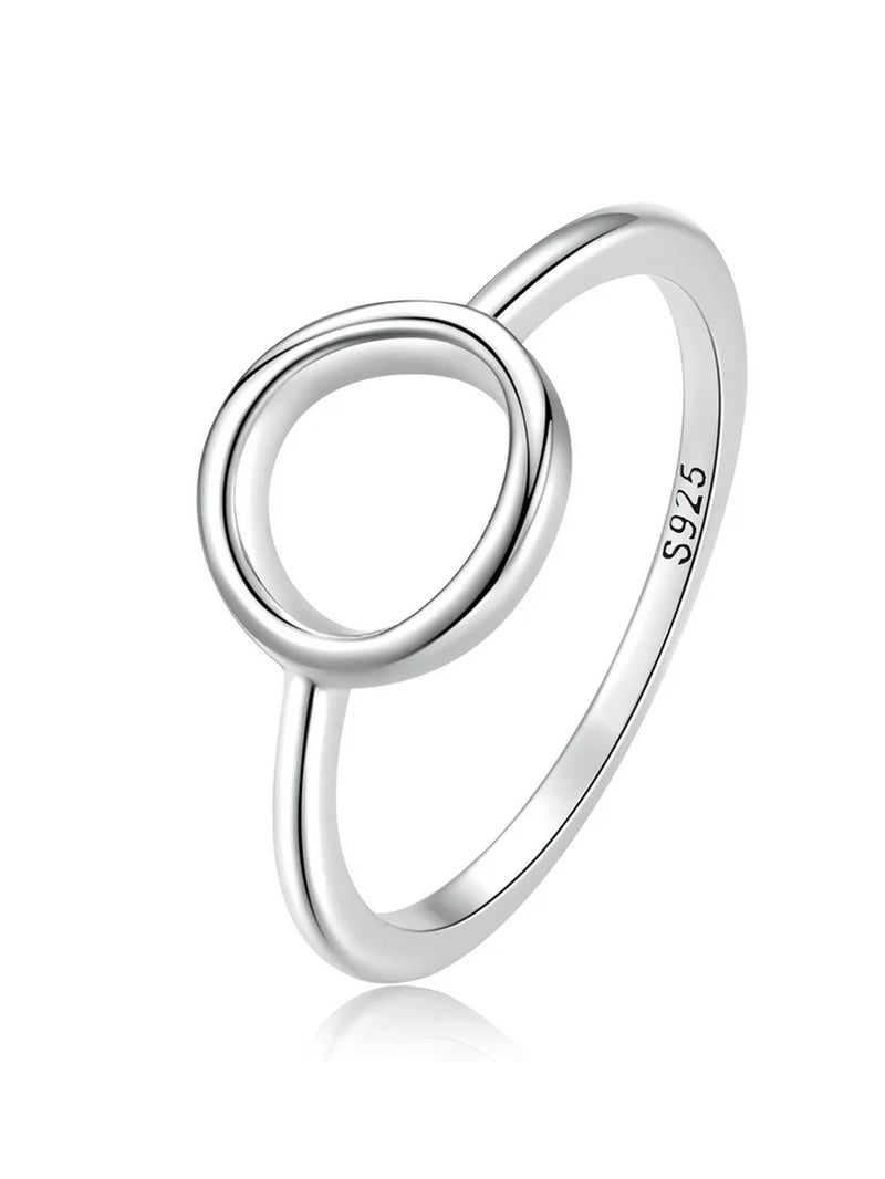 Sterling Silver 925 Simple Fashion Circle Finger Rings for Women Statement Ring SCR825