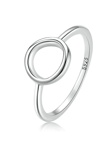 Sterling Silver 925 Simple Fashion Circle Finger Rings for Women Statement Ring SCR825