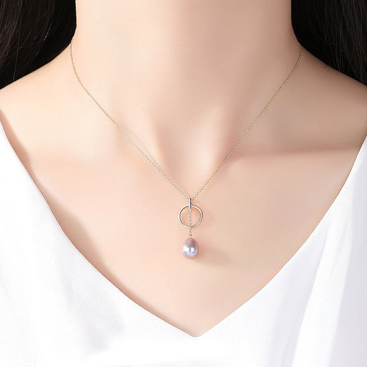 Sterling Silver Hoop & Pearl Necklace