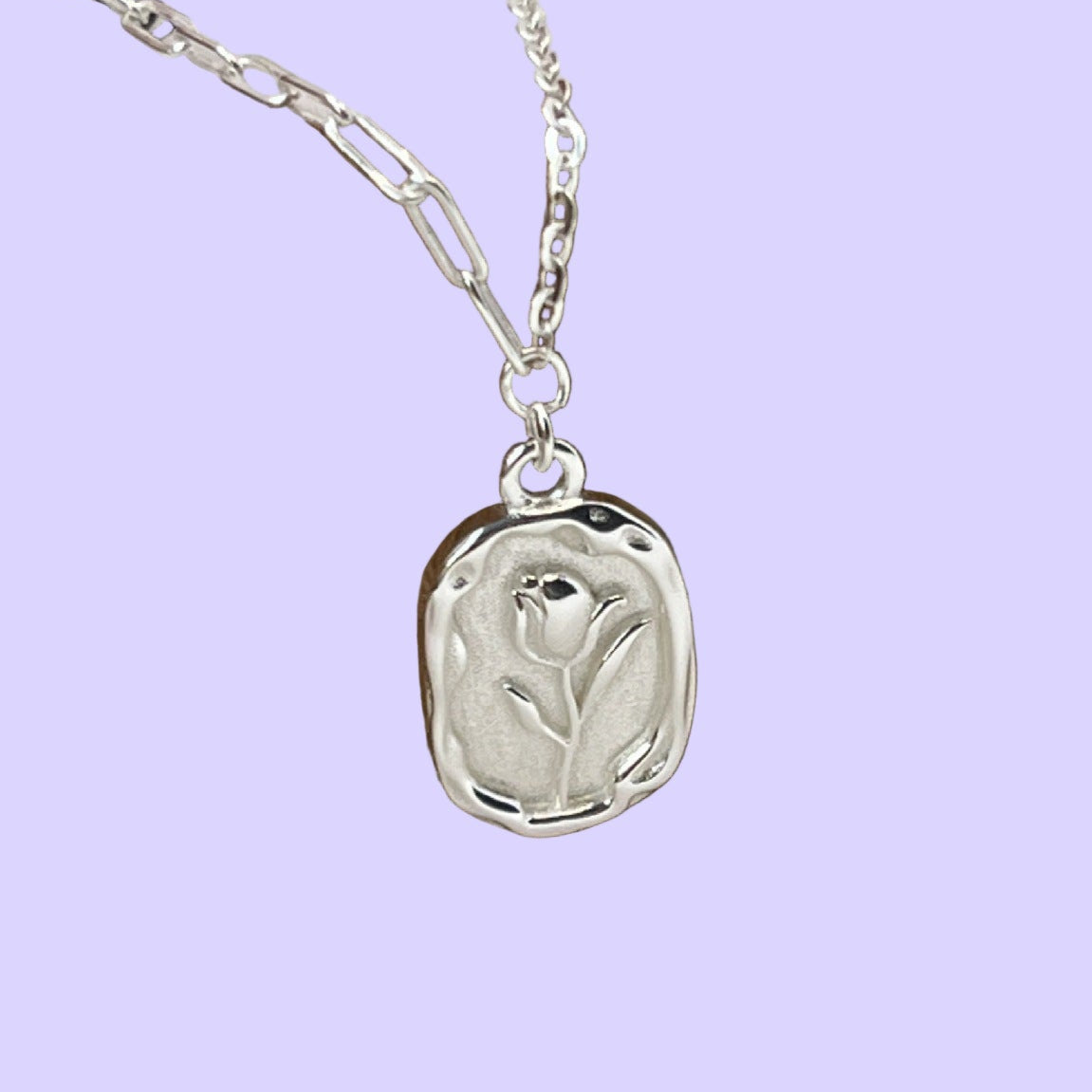 Sterling Silver Tulip Coin Necklace