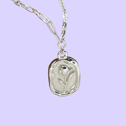 Sterling Silver Tulip Coin Necklace
