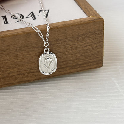 Sterling Silver Tulip Coin Necklace
