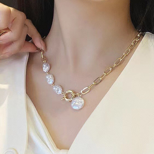 Asymmetrical Baroque Pearl Necklace