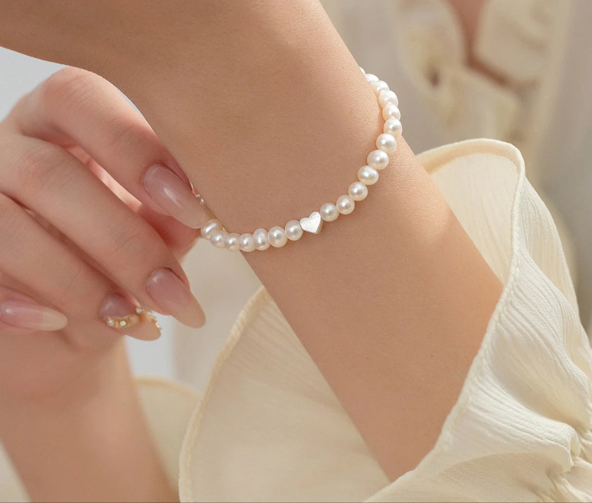 925 Sterling Silver Elegant Irregular Pearl Adjustable Bracelet Classic Heart Exquisite Bracelets for Women Jewelry Gifts