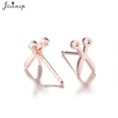 Simple Scissor Earrings Fashion Black Color Stainless Steel Stud Earings for Women Party Fancy Jewelry Boucle D'Oreille