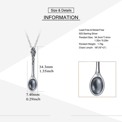 Spoon Necklace 925 Sterling Silver Spoon Pendant Necklace for Women Men Jewelry Gifts