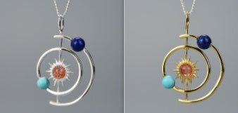 Sterling Silver Starburst & Solar System Pendant