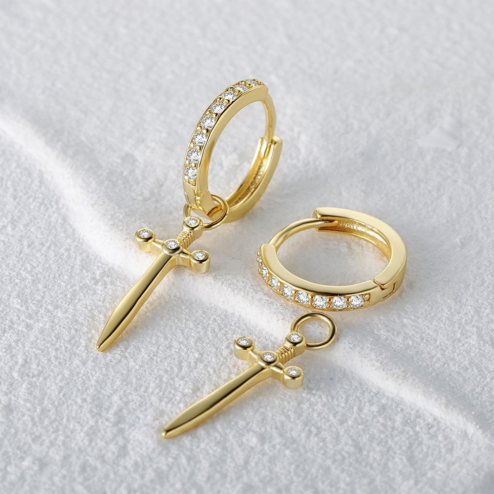 Sterling Silver Dagger Huggies