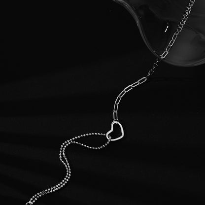 Sterling Silver Mixed Paperclip Heart Bracelet