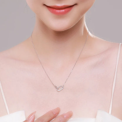 Romantic Lock Design Sparkling Clear CZ Necklace 925 Sterling Silver Chain Necklace for Women Fine Jewelry Wedding Gift