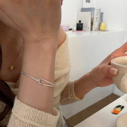 Sterling Silver Asymmetric Stitching Bracelet