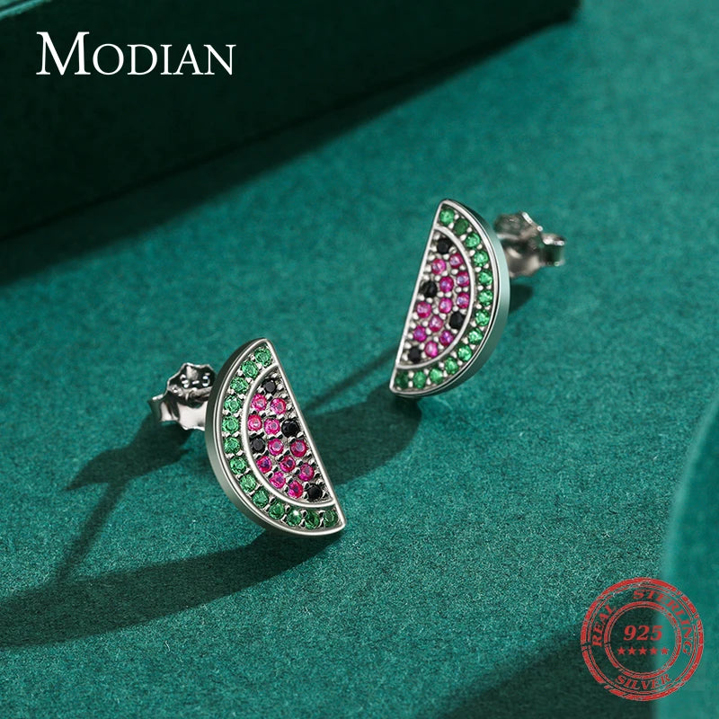 2021 Summer New 925 Sterling Silver Cute Plant Watermelon Fashion Female Stud Earrings for Women Girls Exquisite Jewelry