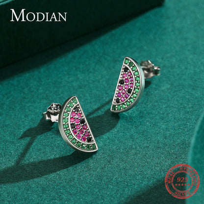 2021 Summer New 925 Sterling Silver Cute Plant Watermelon Fashion Female Stud Earrings for Women Girls Exquisite Jewelry