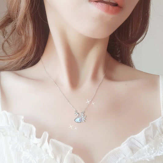 Sterling Silver Delicate Sparkle Swan Necklace