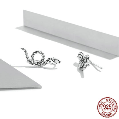 Sterling Silver Swirl Snake Stud Earrings