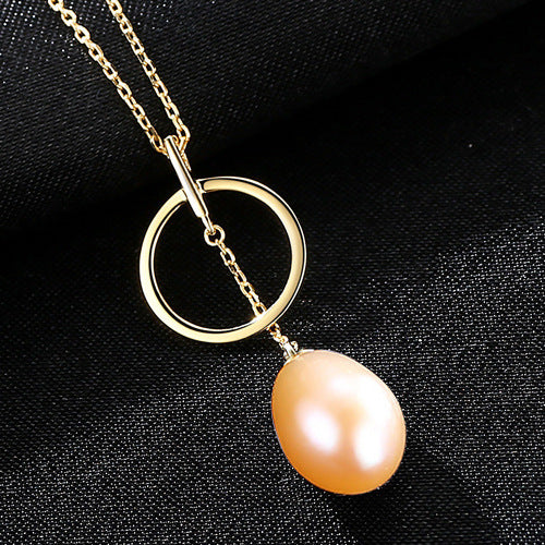 Sterling Silver Hoop & Pearl Necklace